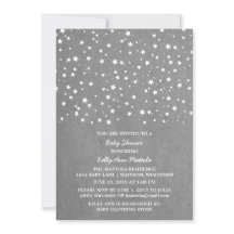 Invitación de Baby Shower de la noche gris estrell