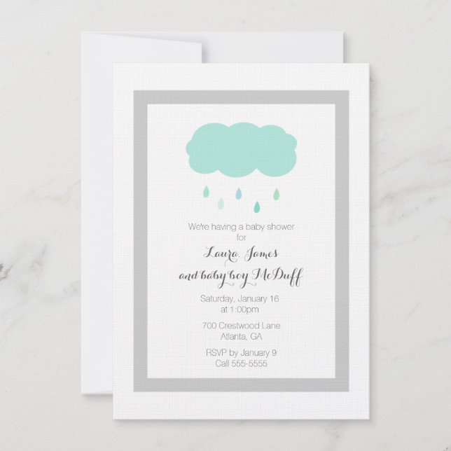 Invitación de Baby Shower de la nube de lluvia (Anverso)