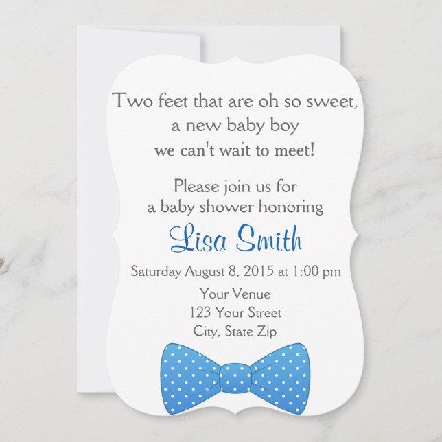 Invitación de Baby Shower de la pajarita (Anverso)