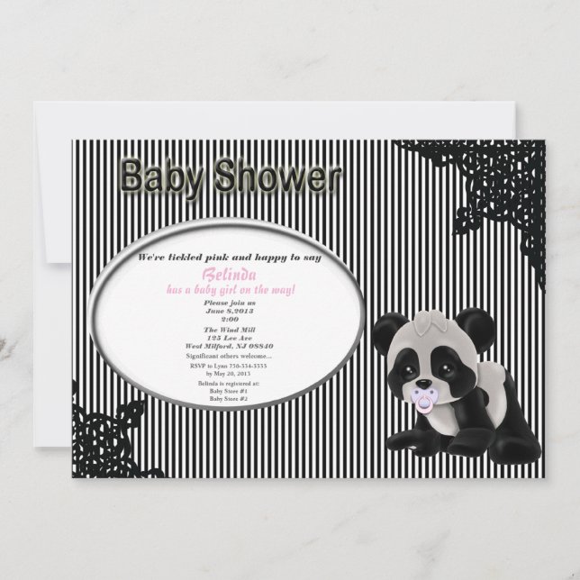 Invitación de Baby Shower de la panda del bebé del (Anverso)