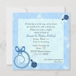Invitación de Baby Shower de la pareja de bugs azu