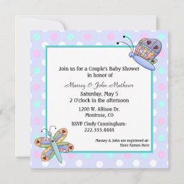 Invitación de Baby Shower de la pareja de mariposa