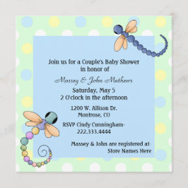 Invitación de Baby Shower de la pareja Dragonflies