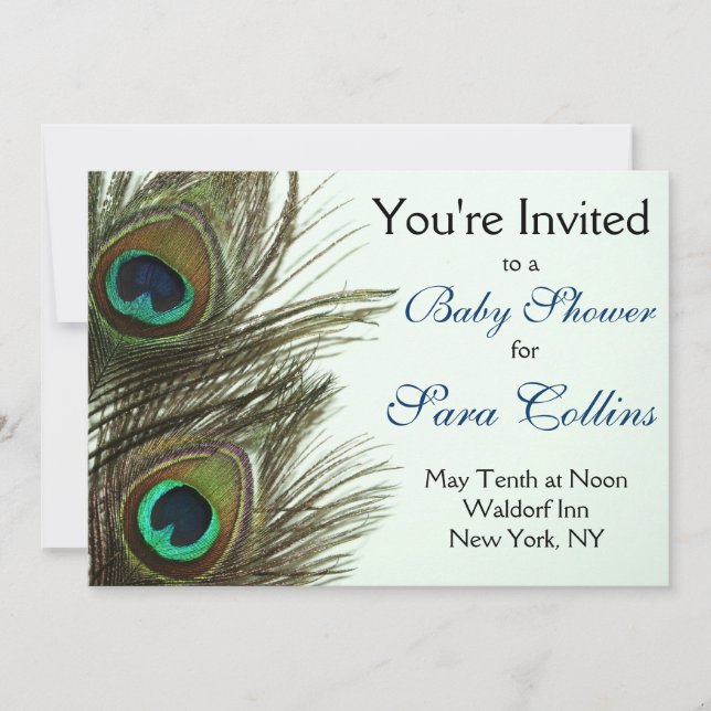 Invitación de Baby Shower de la pluma del pavo (Anverso)