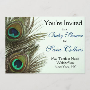 Invitación de Baby Shower de la pluma del pavo