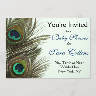 Invitación de Baby Shower de la pluma del pavo