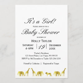 Invitación de Baby Shower de la selva del oro