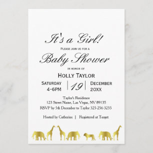 Invitación de Baby Shower de la selva del oro