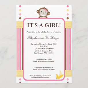 invitación de Baby Shower de la selva del rosa del