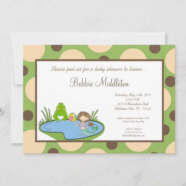 invitación de Baby Shower de la sirena de la (Anverso)