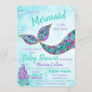 Invitación de Baby Shower de la sirena, debajo del