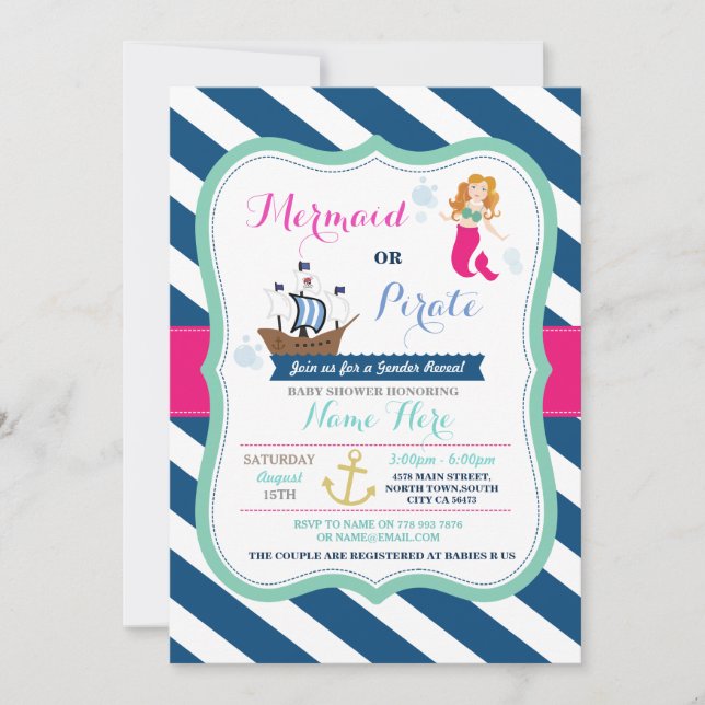 Invitación de Baby Shower de la sirena o del (Anverso)