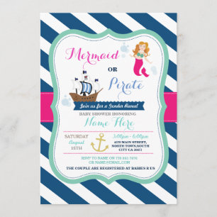 Invitación de Baby Shower de la sirena o del