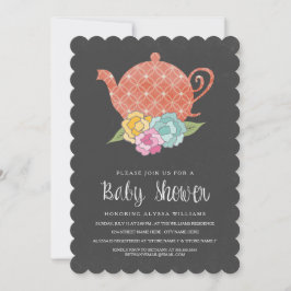 Invitación de Baby Shower de la tetera de la