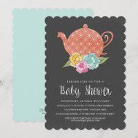 Invitación de Baby Shower de la tetera de la