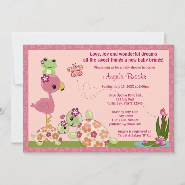Invitación de Baby Shower de la TORTUGA una vez (Anverso)