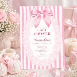 Invitación de Baby Shower de Lace Floral con Lazo