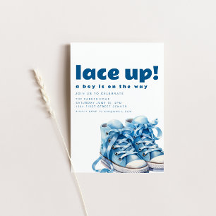 Invitación de Baby Shower de Lace Up Shoe Sneaker