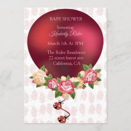 Invitación de Baby Shower de Ladybug Red Roses