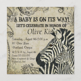 Invitación de Baby Shower de las cebras del