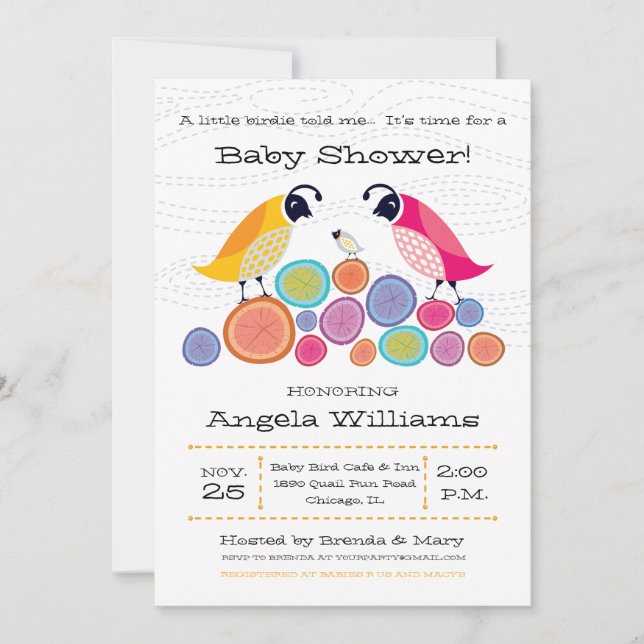 Invitación de Baby Shower de las codornices del (Anverso)