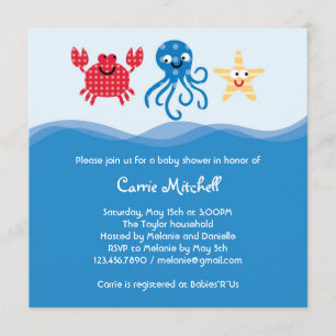 Invitación de Baby Shower de las criaturas del mar