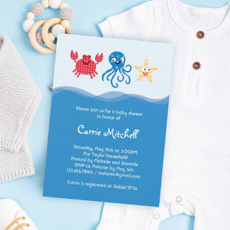 Invitación de Baby Shower de las criaturas marinas