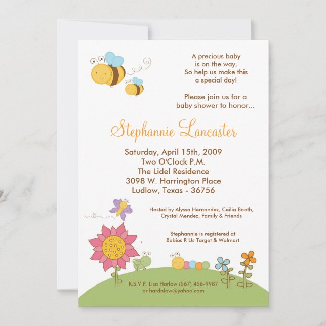 invitación de Baby Shower de las flores de los (Anverso)