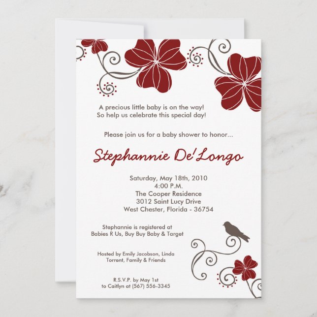 Invitación de Baby Shower de las flores de Luau tr (Anverso)