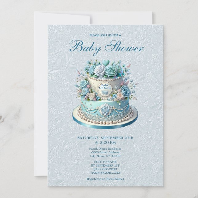 Invitación de Baby Shower de las flores de pastel  (Anverso)