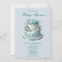 Invitación de Baby Shower de las flores de pastel 