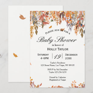 Invitación de Baby Shower de las hojas de otoño