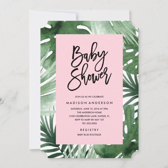 Invitación de Baby Shower de las zonas tropicales (Anverso)