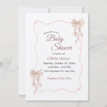 Invitación de baby shower de lazo encantador