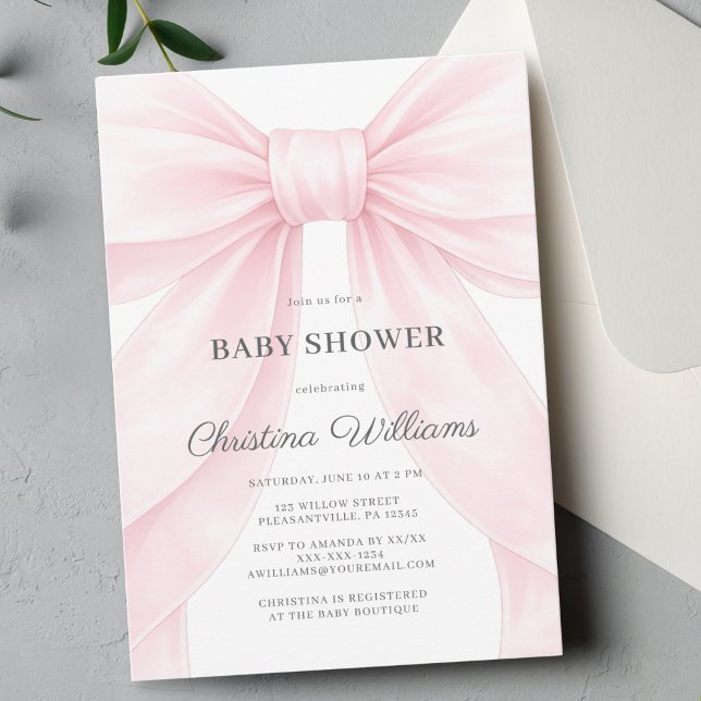 Invitación de baby shower de lazo rosa 🎀💕 (Subido por el creador)