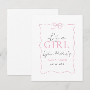 Invitación de baby shower de lazo rosa, Baby Showe