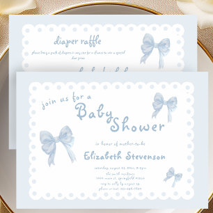 Invitación de Baby Shower de Lazos Azules a Doble
