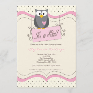 Invitación de Baby Shower de Lechuza Hoot Rosa Woo