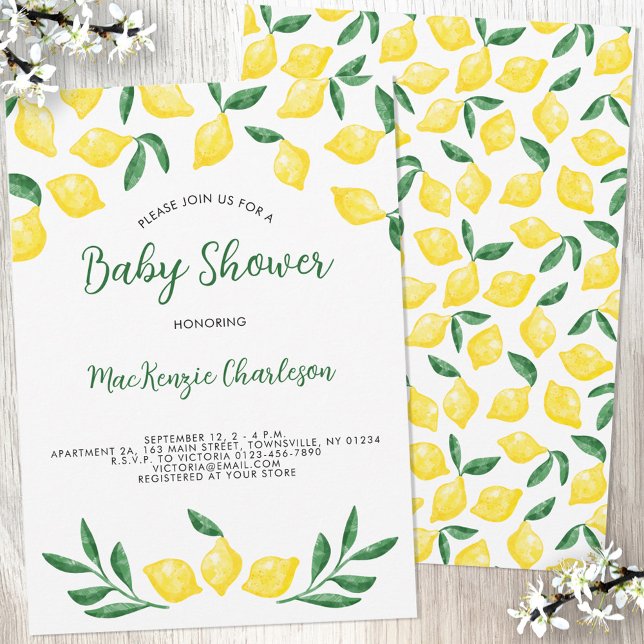 Invitación de Baby Shower de Lemon Watercolor (Subido por el creador)