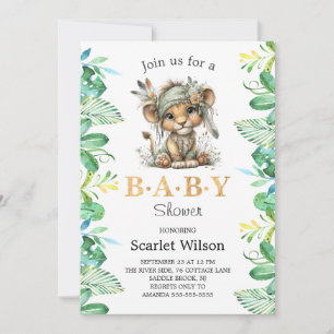 Invitación de Baby Shower de León Bebé Lindo