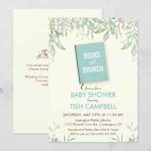 Invitación de Baby Shower de Libros y Brunch