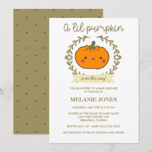 Invitación de Baby Shower de 'Lil Pumpkin Fall Hal