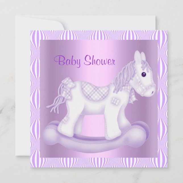 INVITACIÓN DE BABY SHOWER DE LILAC ROCKING HORSE (Anverso)
