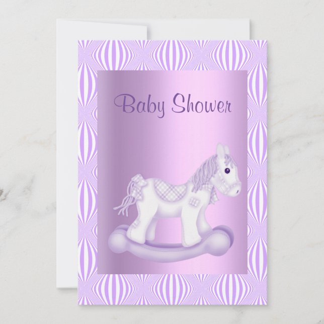 INVITACIÓN DE BABY SHOWER DE LILAC ROCKING HORSE (Anverso)