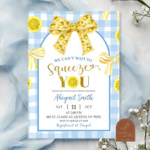 Invitación de Baby Shower de Limón con Lazo Amaril