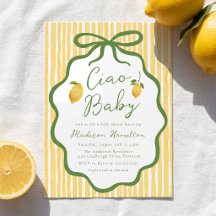 Invitación de Baby Shower de Limón Italiano Ciao B