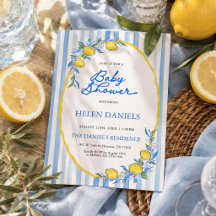 Invitación de Baby Shower de Limón Mediterráneo