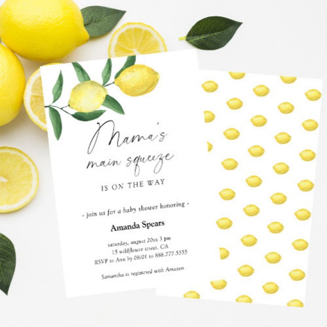 Invitación de Baby Shower de Limón para la Mamá de (Cute lemon theme gender neutral baby shower invitation)