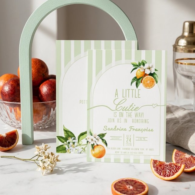Invitación de Baby Shower de Limón Verde Sage  (Subido por el creador)