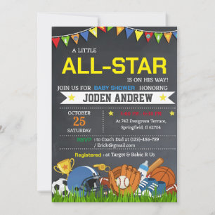 Invitación de Baby Shower de Little All Star Sport
